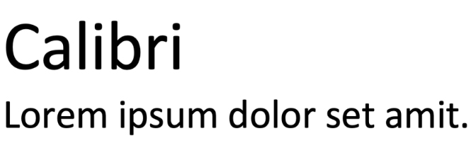 Examples of the WashU alternative font Calibri used to display sample text