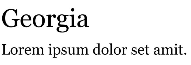 Examples of the WashU alternative font Georgia used to display sample text