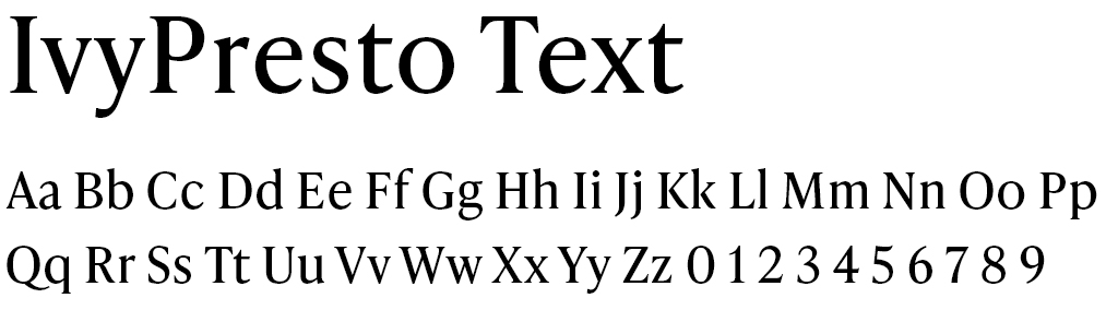 IvyPresto Text font example